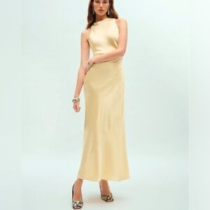 NWT Reformation Casette Silk Dress Blonde Sz 8